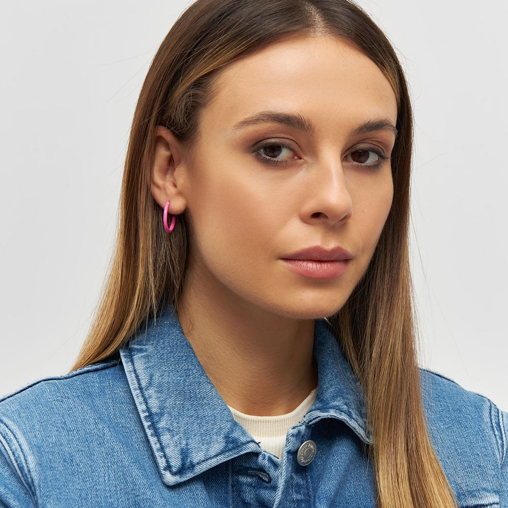 LULU Copenhagen Color Hoops Medium par Hoops Pink