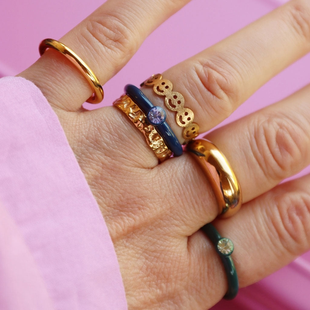 LULU Copenhagen Color Ring Chunky Rings Guldpläterad