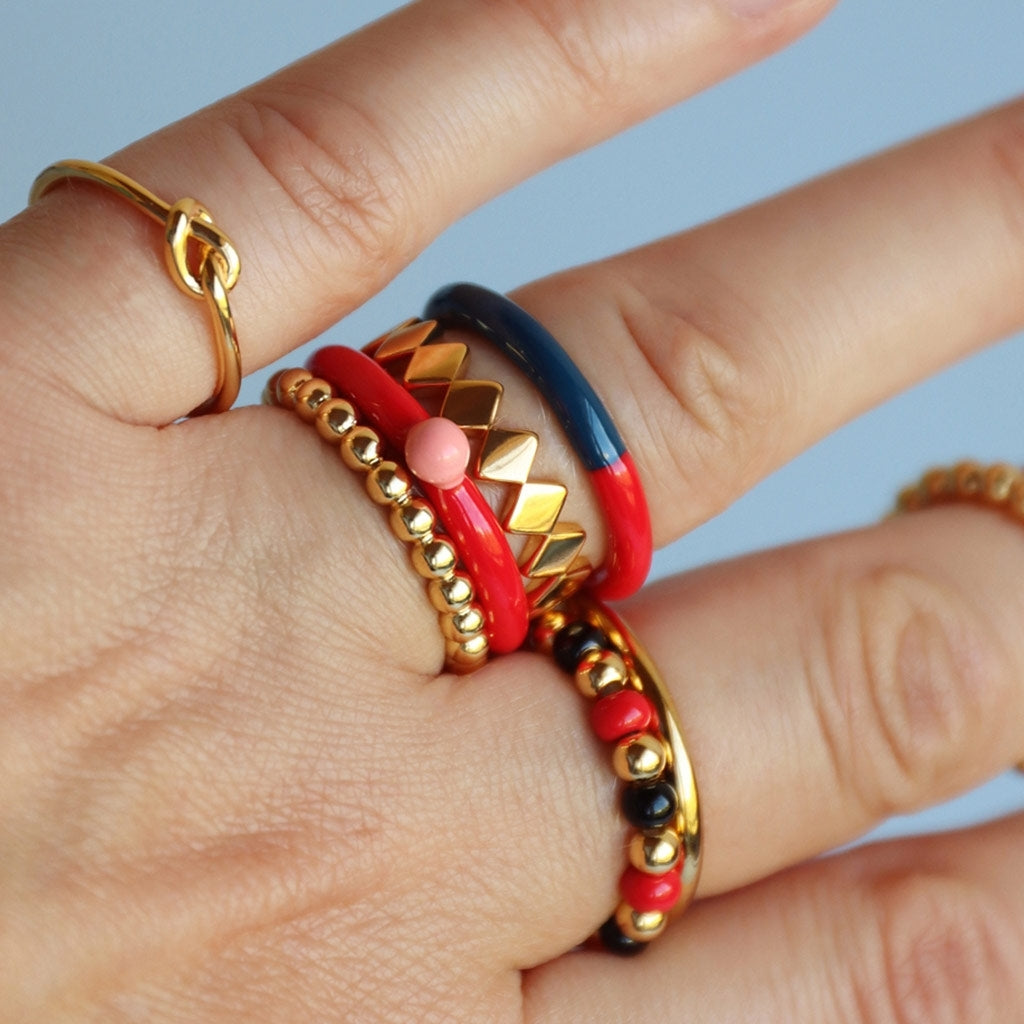 LULU Copenhagen Color Ring Top Rings Hot Coral/Burnt Coral