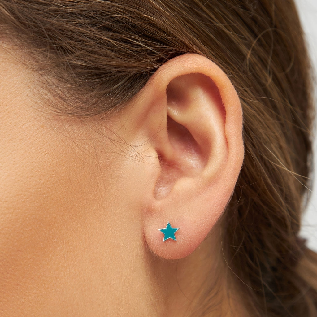 LULU Copenhagen Color Star örhänge 1 st silver Ear stud, 1 pcs Petrol