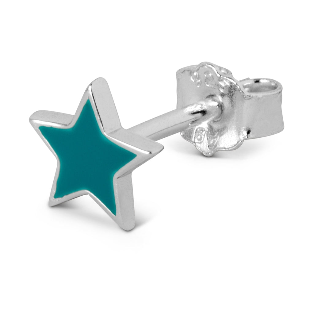LULU Copenhagen Color Star örhänge 1 st silver Ear stud, 1 pcs Petrol