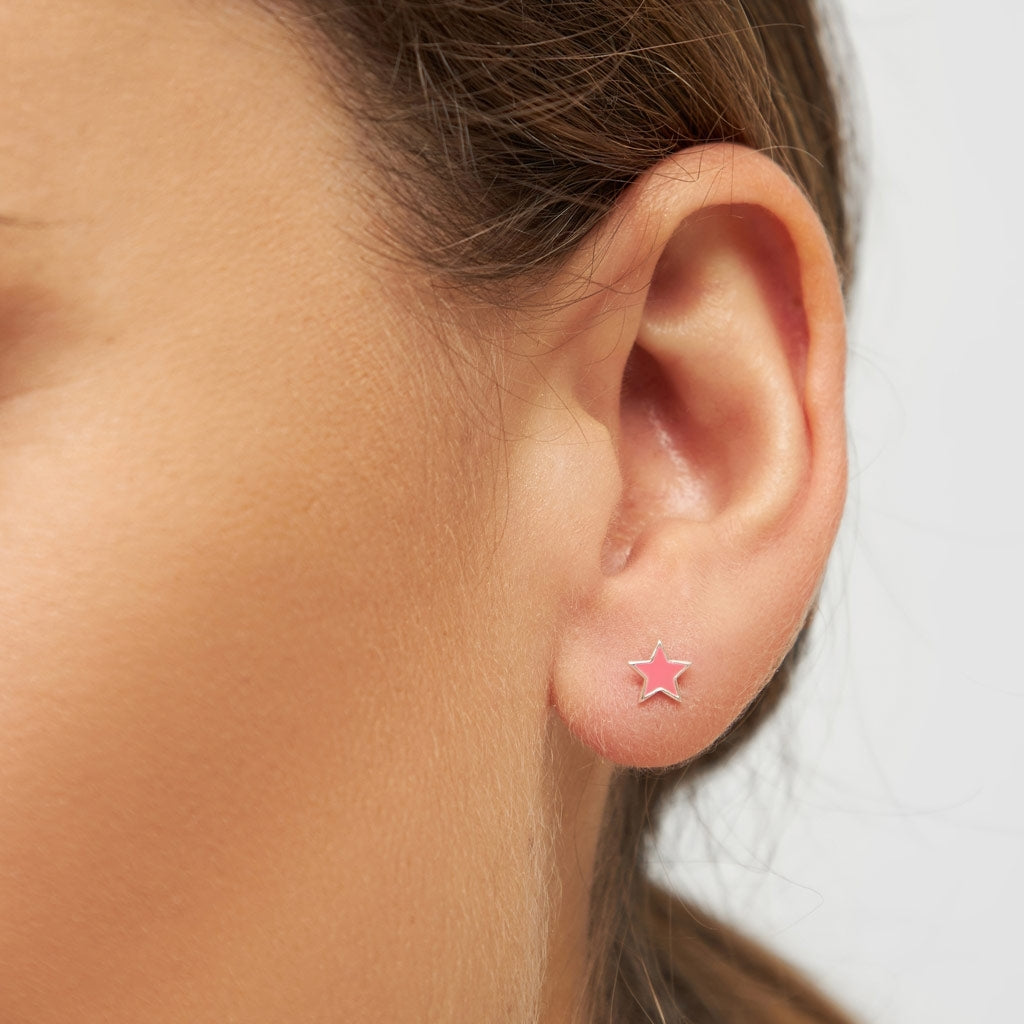 LULU Copenhagen Color Star örhänge 1 st silver Ear stud, 1 pcs Pink