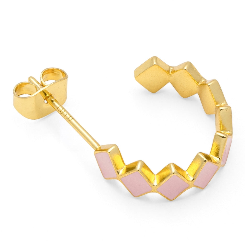 LULU Copenhagen Confetti Hoops Par guldpläterad Hoops Ljusrosa
