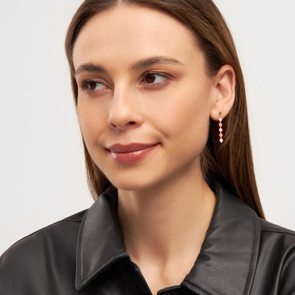 LULU Copenhagen Confetti Long örhänge 1 st guldpläterad Ear stud, 1 pcs Orange Coral - Light Pink