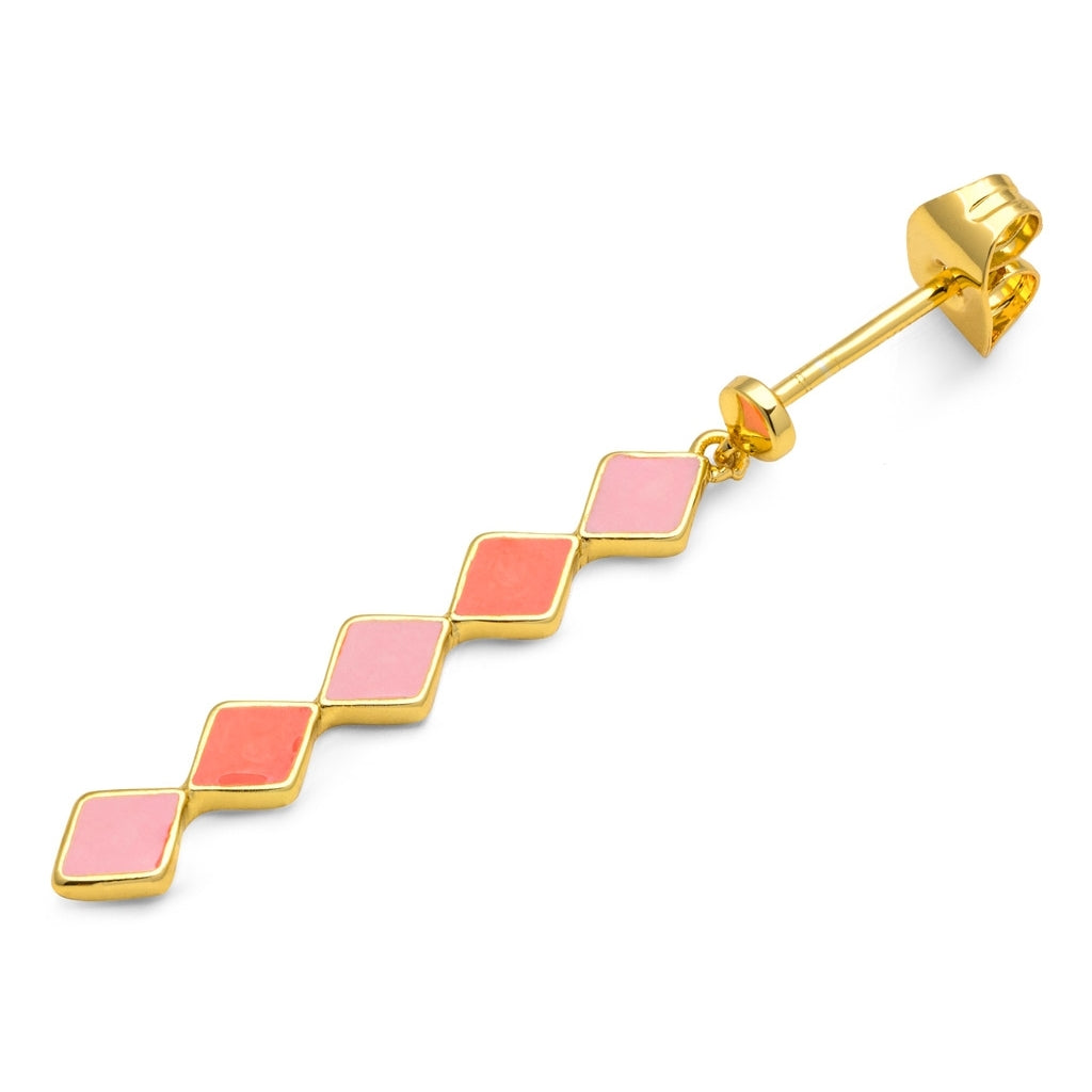 LULU Copenhagen Confetti Long örhÀnge 1 st guldplÀterad Ear stud, 1 pcs Orange Coral - Light Pink