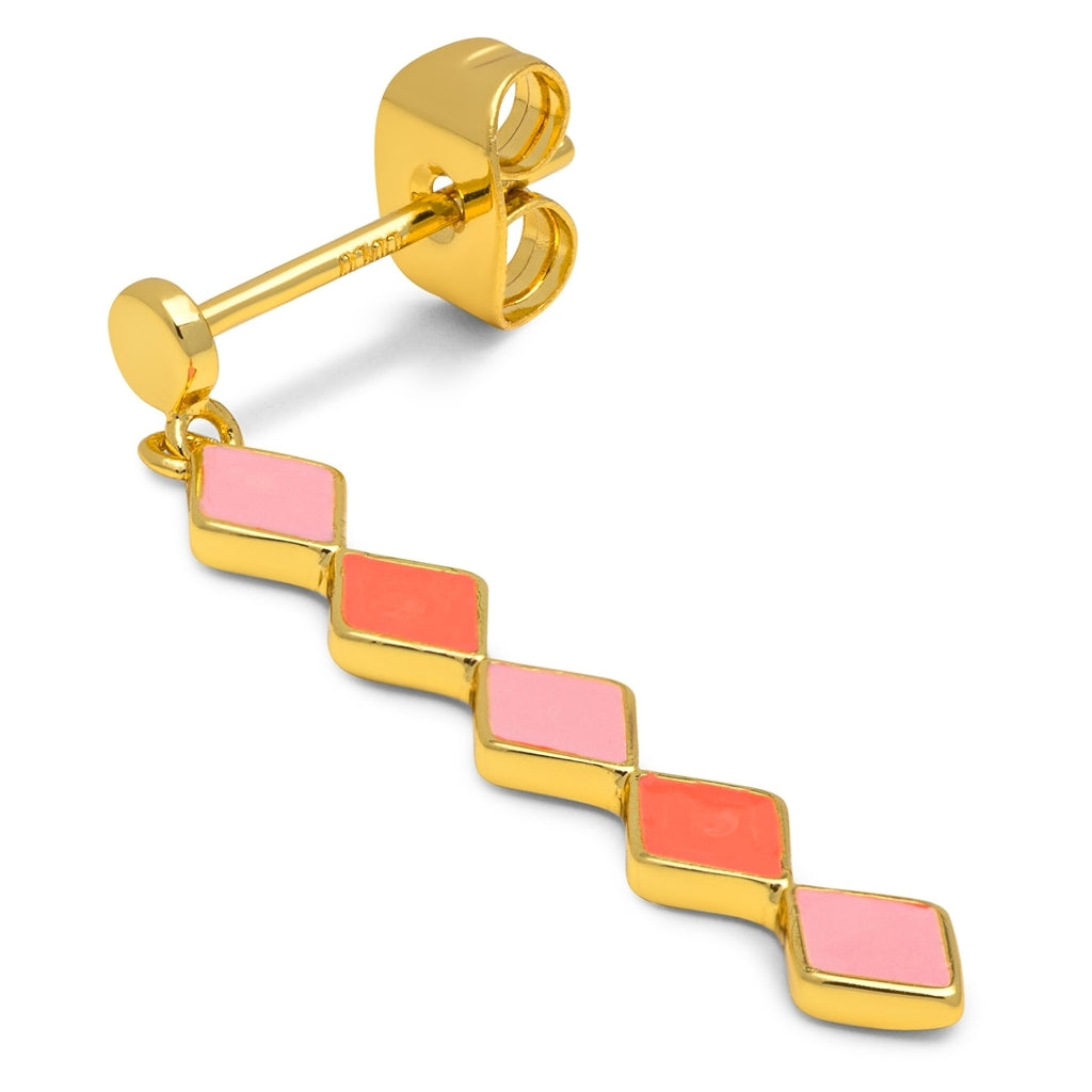 LULU Copenhagen Confetti Long örhänge 1 st guldpläterad Ear stud, 1 pcs Orange Coral - Light Pink