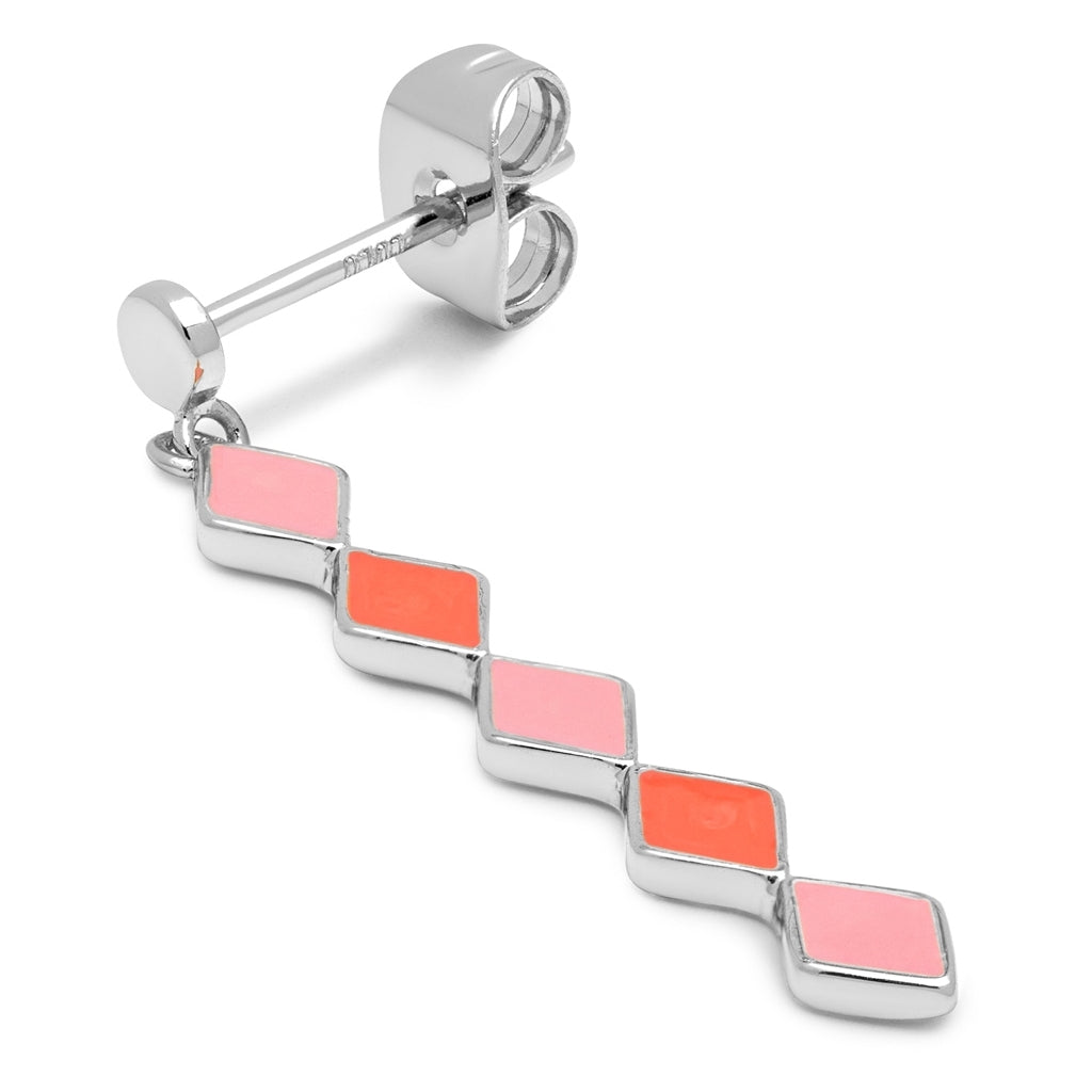 LULU Copenhagen Confetti Long örhÀnge 1 st silverplÀterad Ear stud, 1 pcs Orange Coral - Light Pink
