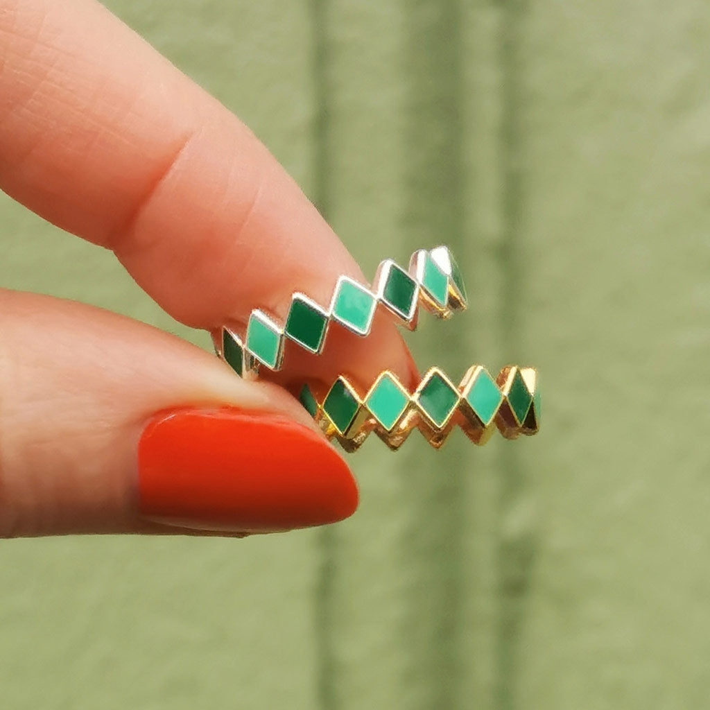 LULU Copenhagen Confetti Ring Silver Rings Grön