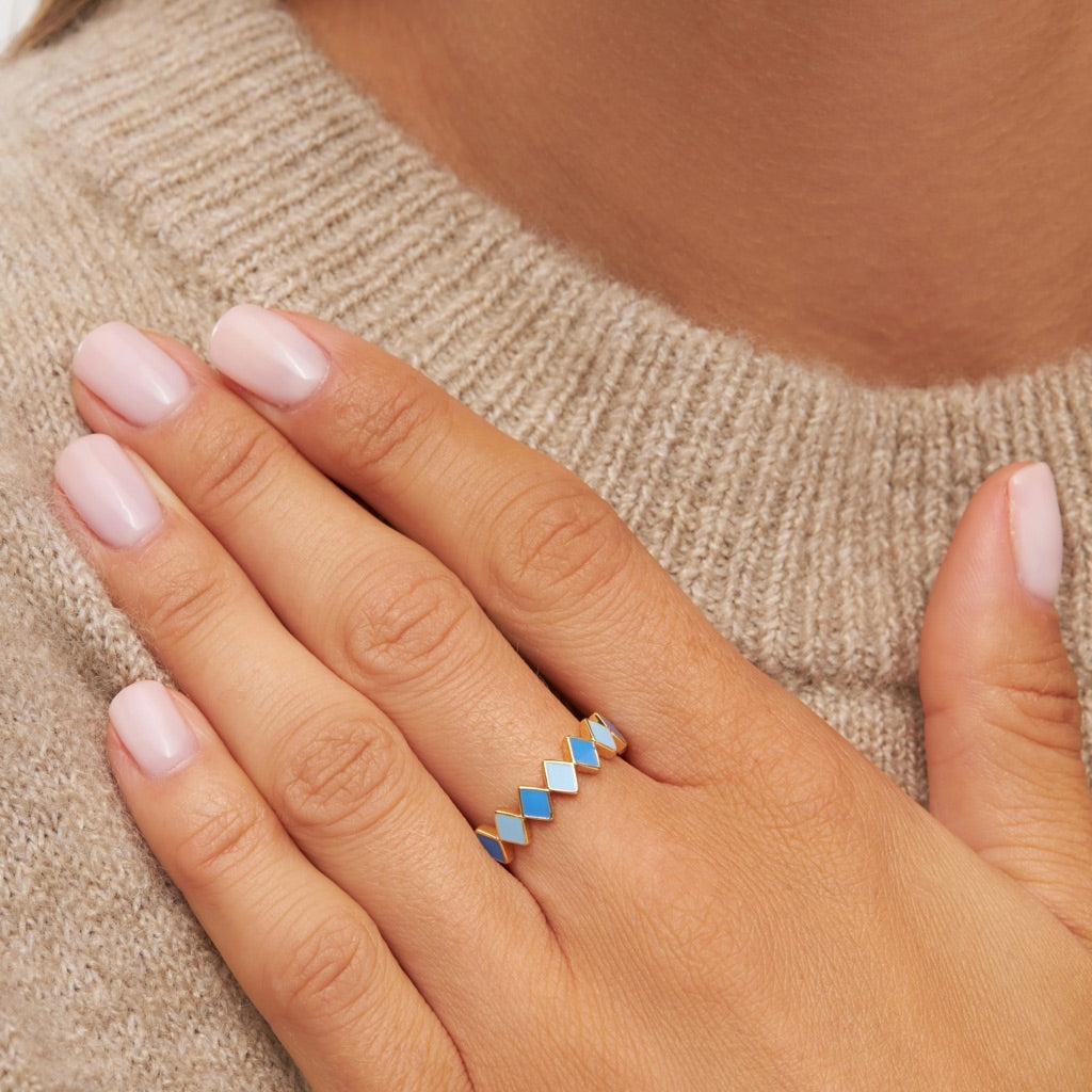 LULU Copenhagen Confetti Ring guldplÀterad Rings BlÄ