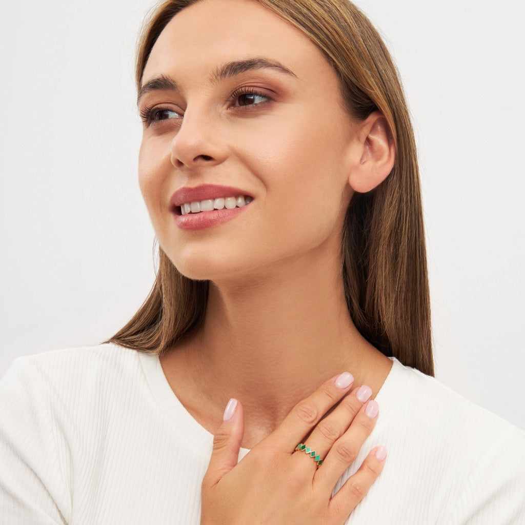 LULU Copenhagen Confetti Ring guldplÀterad Rings Grön