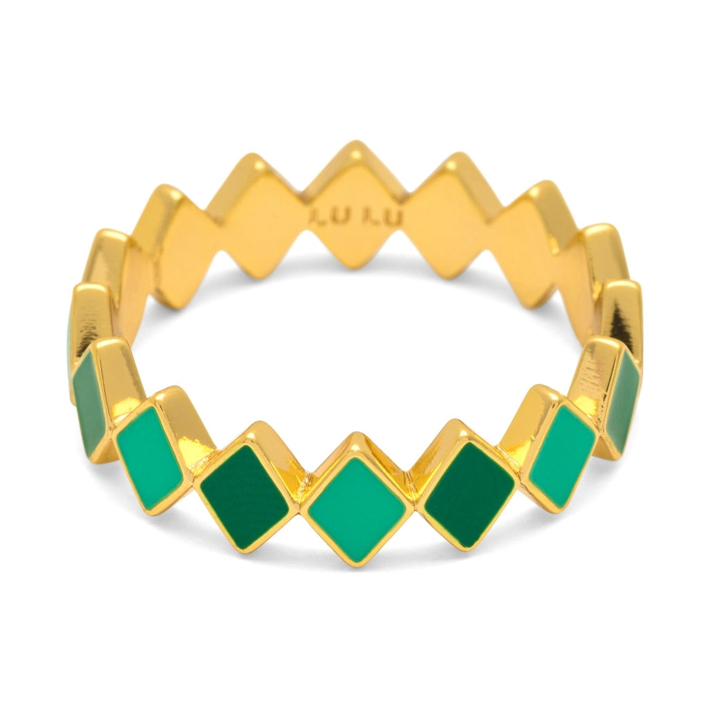 LULU Copenhagen Confetti Ring guldpläterad Rings Grön