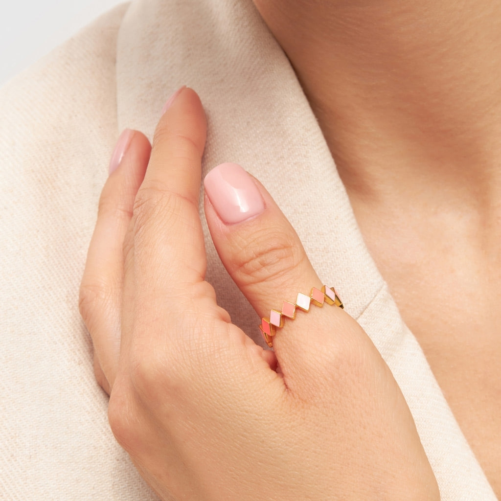 LULU Copenhagen Confetti Ring guldplÀterad Rings Pink