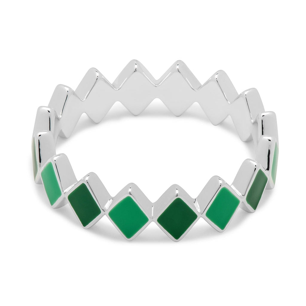 LULU Copenhagen Confetti Ring Silver Rings Grön
