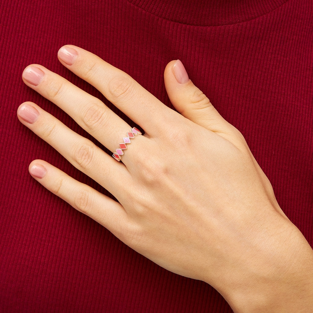 LULU Copenhagen Confetti Ring Silver Rings Pink