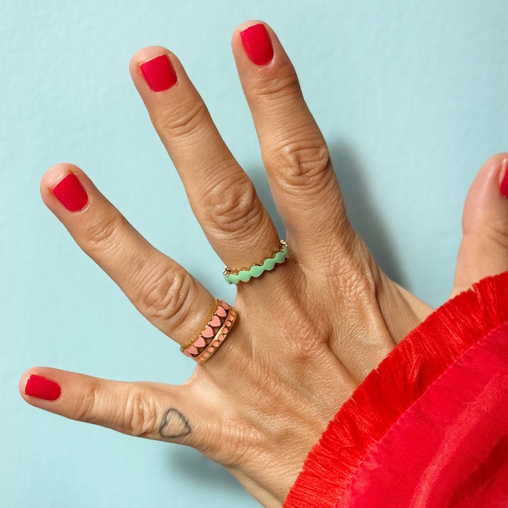 LULU Copenhagen Connected Circles Ring Rings Seasalt Green