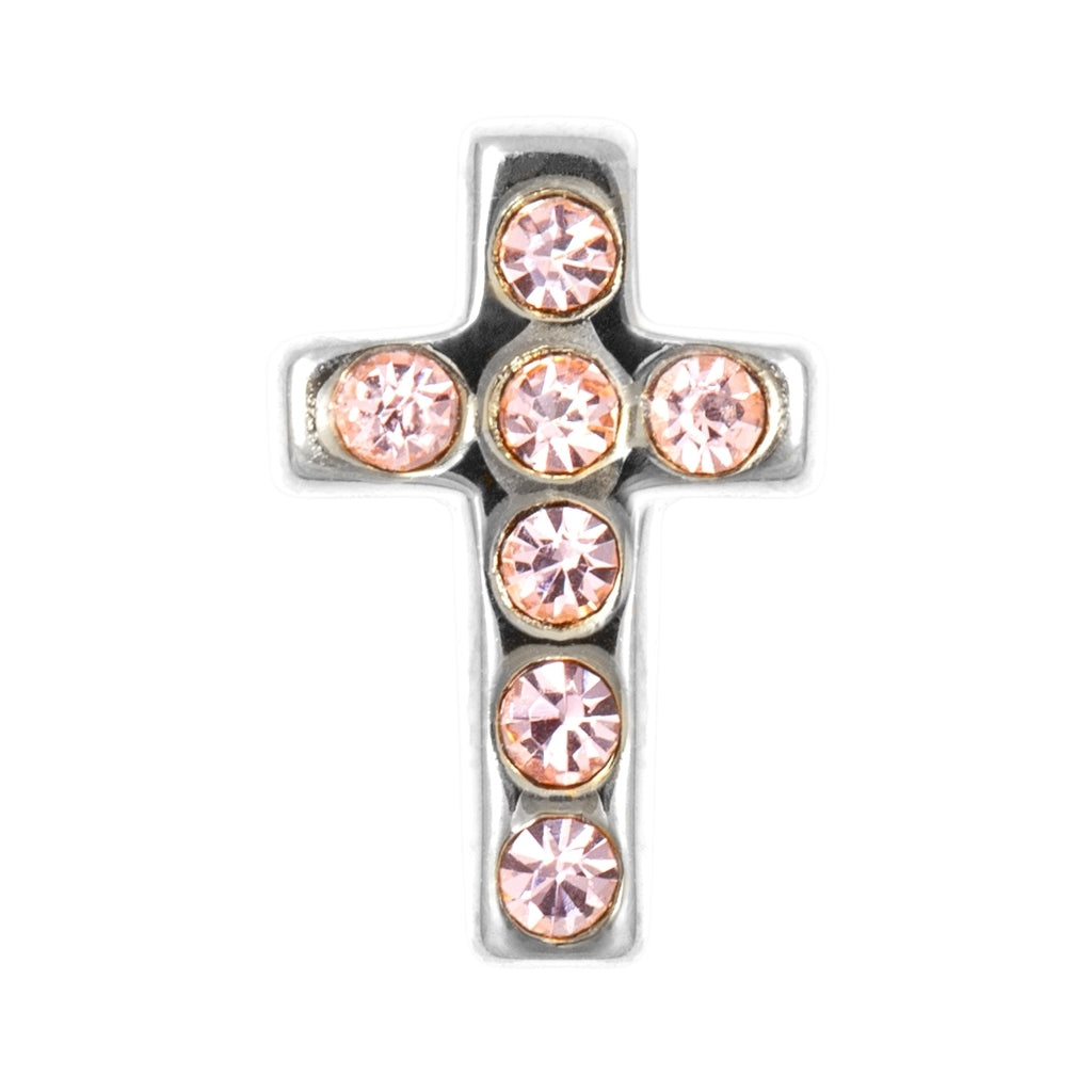 LULU Copenhagen Cross Crystal örhÀnge 1 st silver Ear stud, 1 pcs Rosa
