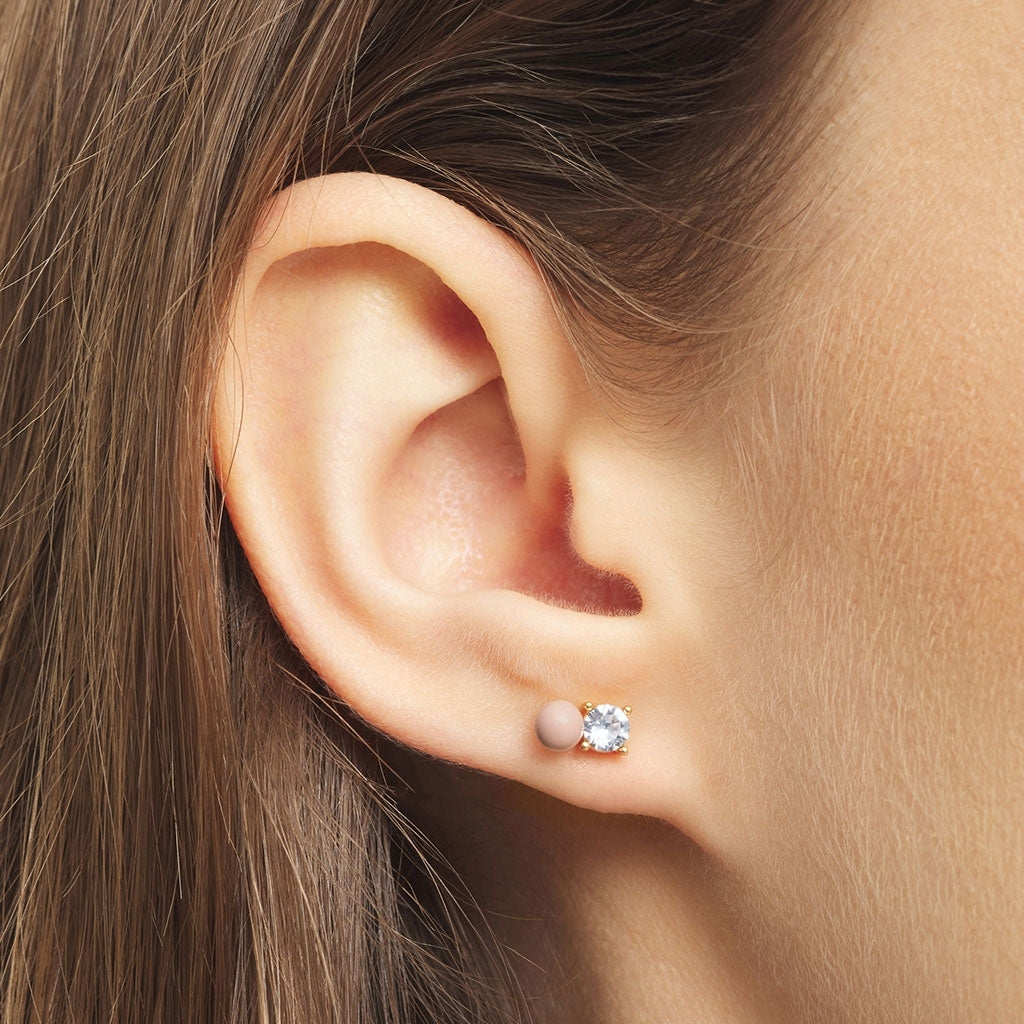 LULU Copenhagen Diamond Eye 1 st Ear stud, 1 pcs Dusty Peach/Crystal