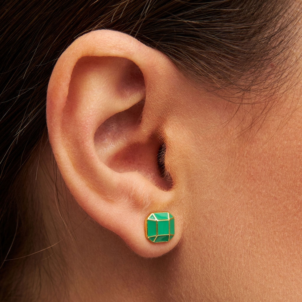 LULU Copenhagen Diamond Large örhänge 1 st guldpläterad Ear stud, 1 pcs Ljusgrön