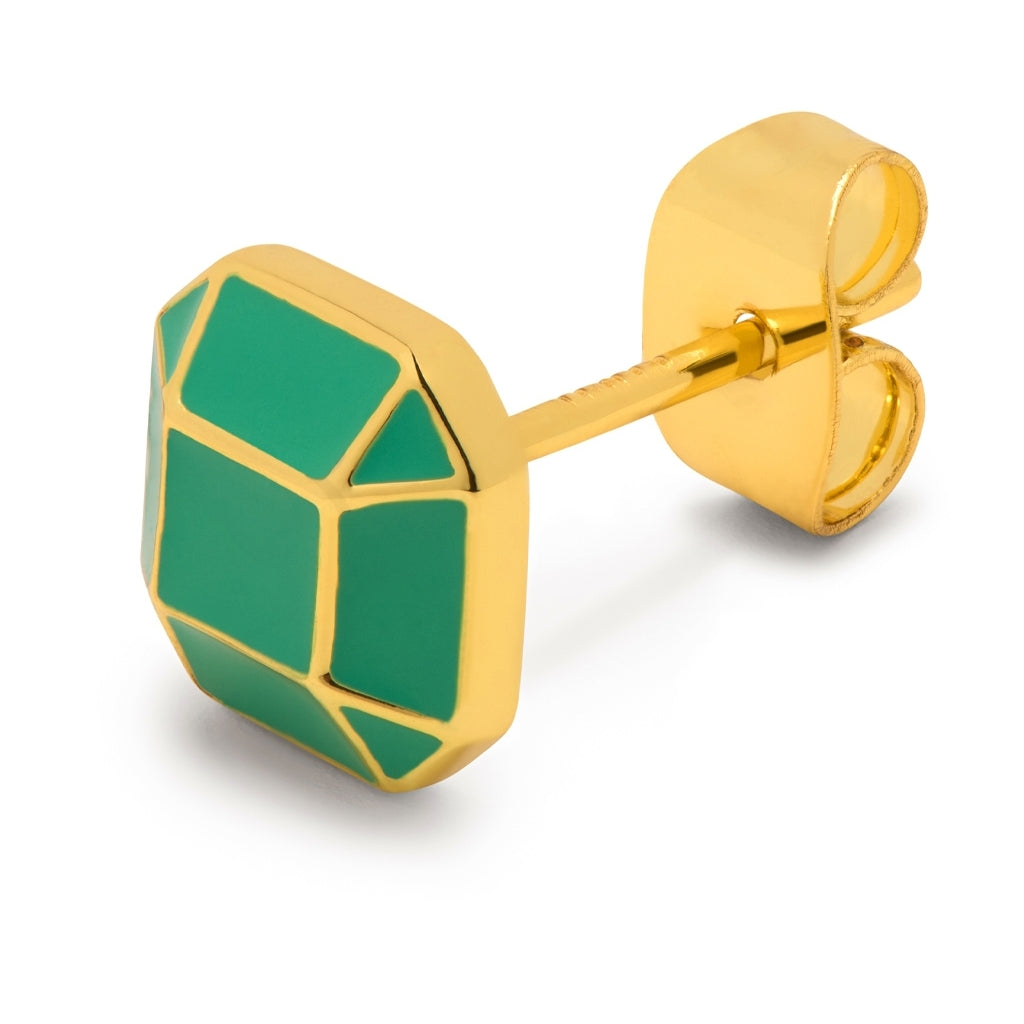 LULU Copenhagen Diamond Large örhänge 1 st guldpläterad Ear stud, 1 pcs Ljusgrön