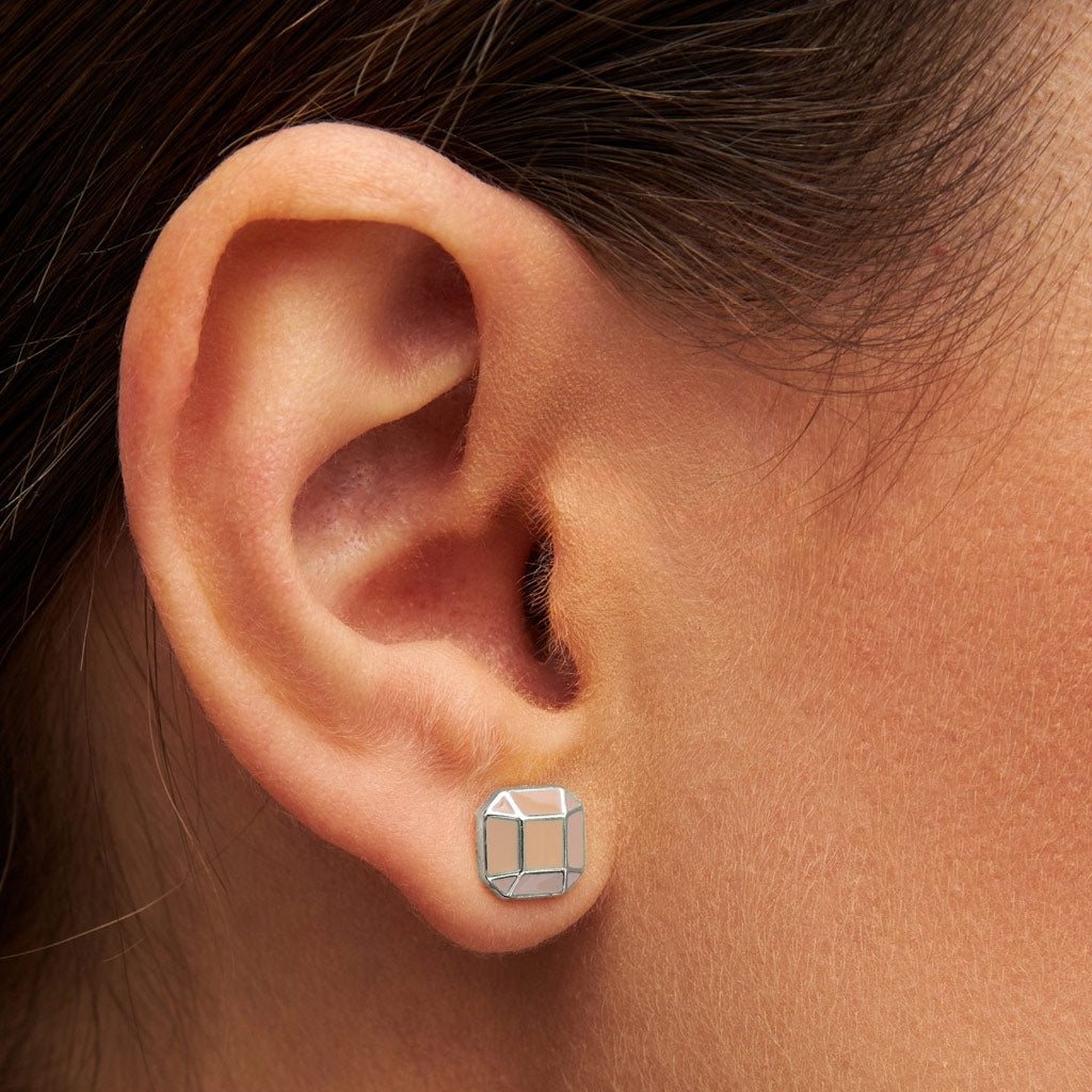 LULU Copenhagen Diamond Large örhänge 1 st silverpläterad Ear stud, 1 pcs Buttercream