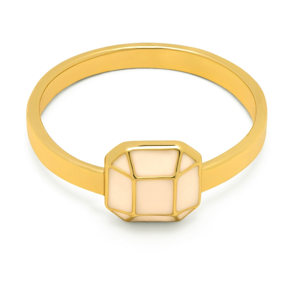 LULU Copenhagen Diamond Ring Large guldplÀterad Rings Buttercream