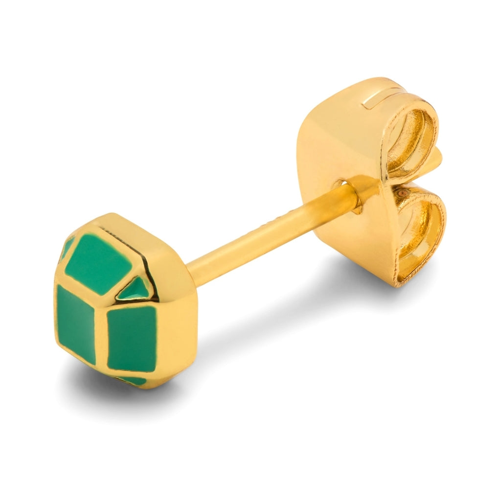 LULU Copenhagen Diamond Small örhÀnge 1 st guldplÀterad Ear stud, 1 pcs Ljusgrön