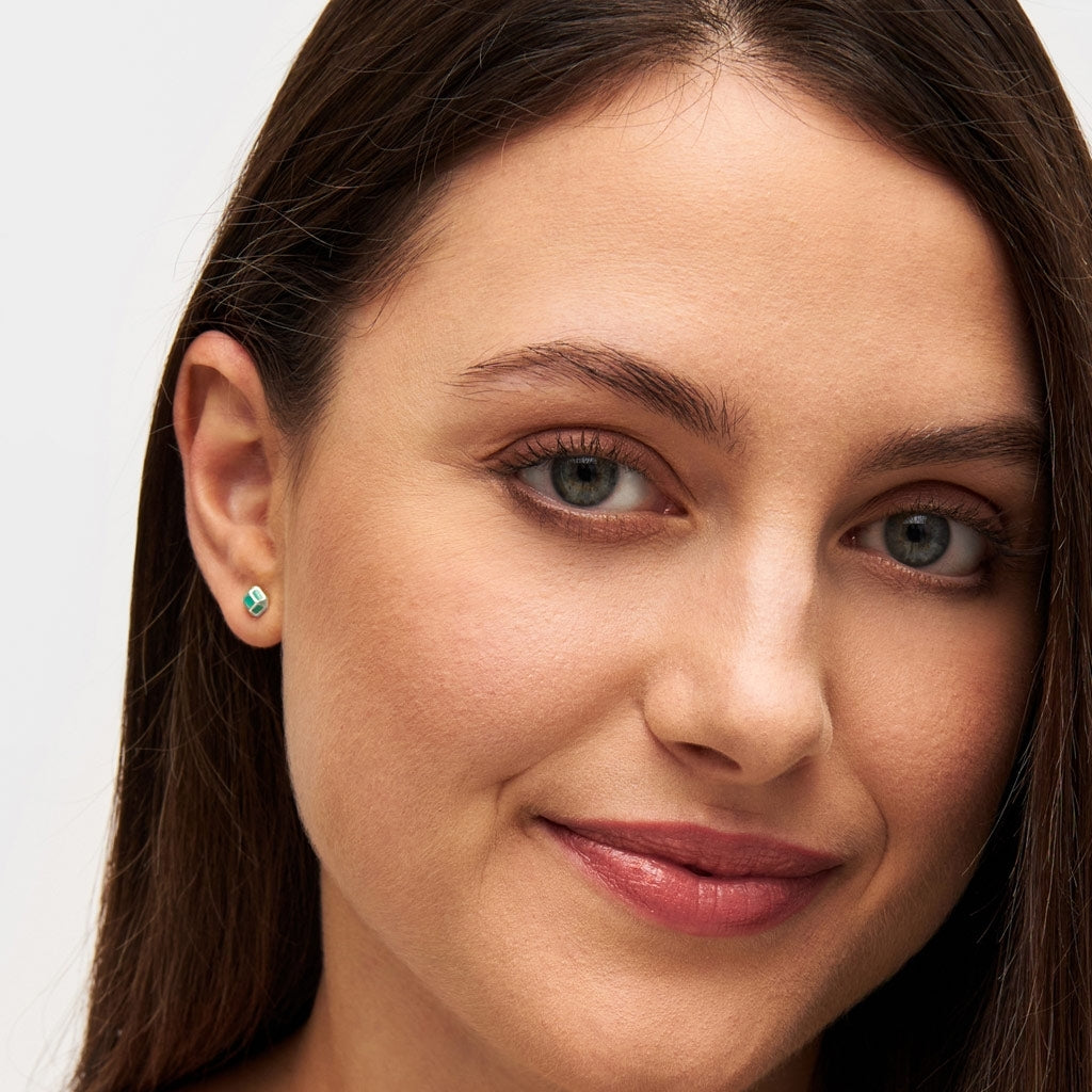LULU Copenhagen Diamond Small örhänge 1 st silverpläterad Ear stud, 1 pcs Ljusgrön