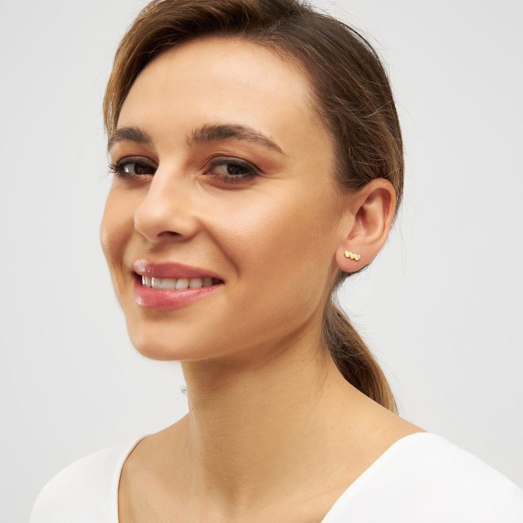 LULU Copenhagen Domino Hearts 3 örhänge 1 st Ear stud, 1 pcs Guldpläterad