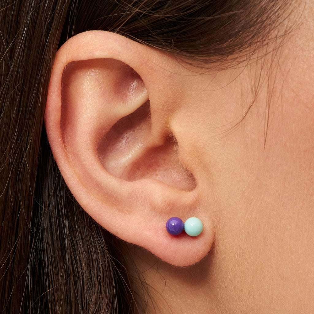 LULU Copenhagen Double Color Ball örhänge 1 st Ear stud, 1 pcs Deep Purple - Mint