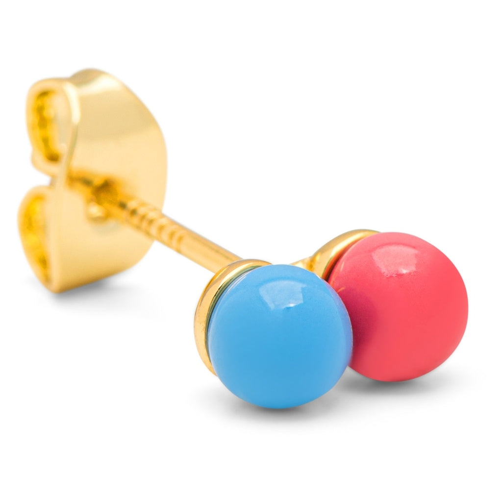 LULU Copenhagen Double Color Ball örhänge 1 st Ear stud, 1 pcs Light Blue - Coral Pink