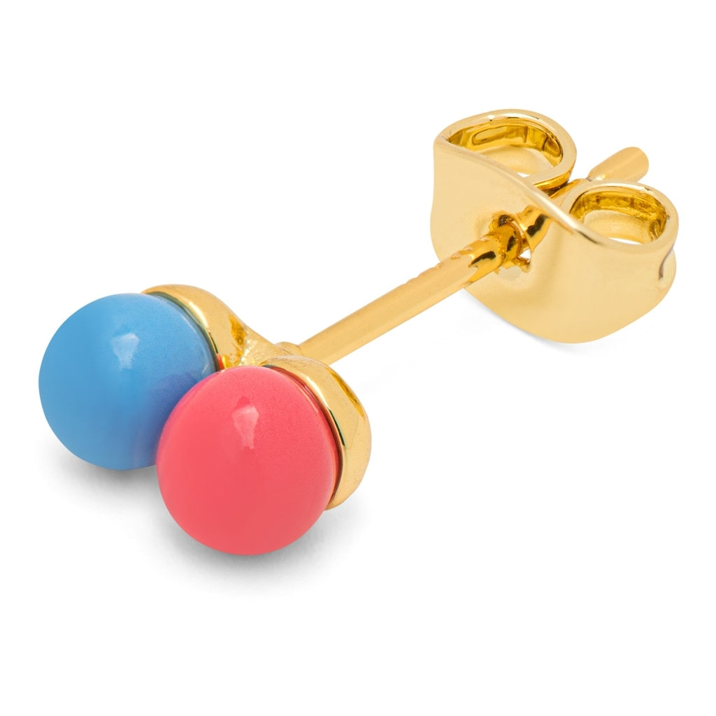 LULU Copenhagen Double Color Ball örhänge 1 st Ear stud, 1 pcs Light Blue - Coral Pink