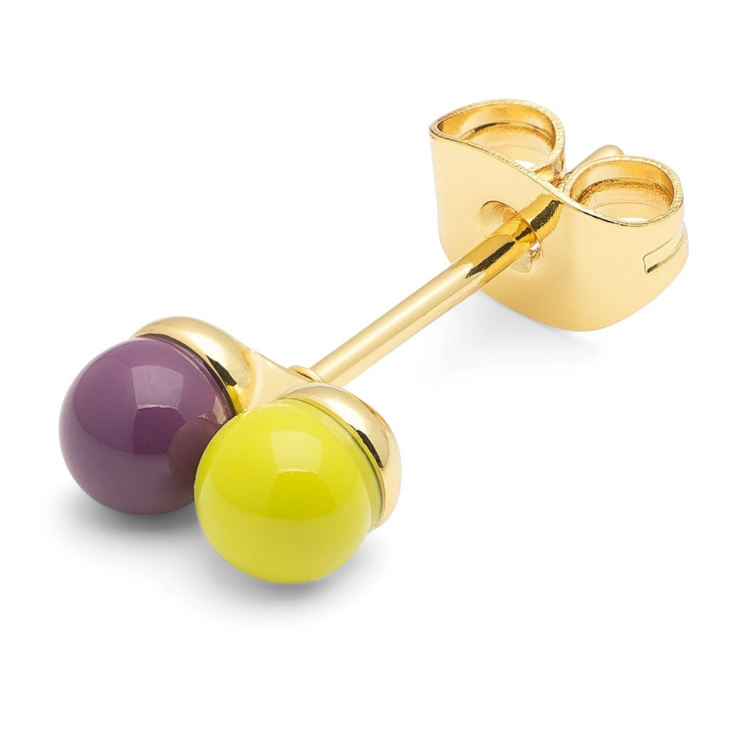 LULU Copenhagen Double Color Ball örhÀnge 1 st Ear stud, 1 pcs Wild Lime/Purple Harvest