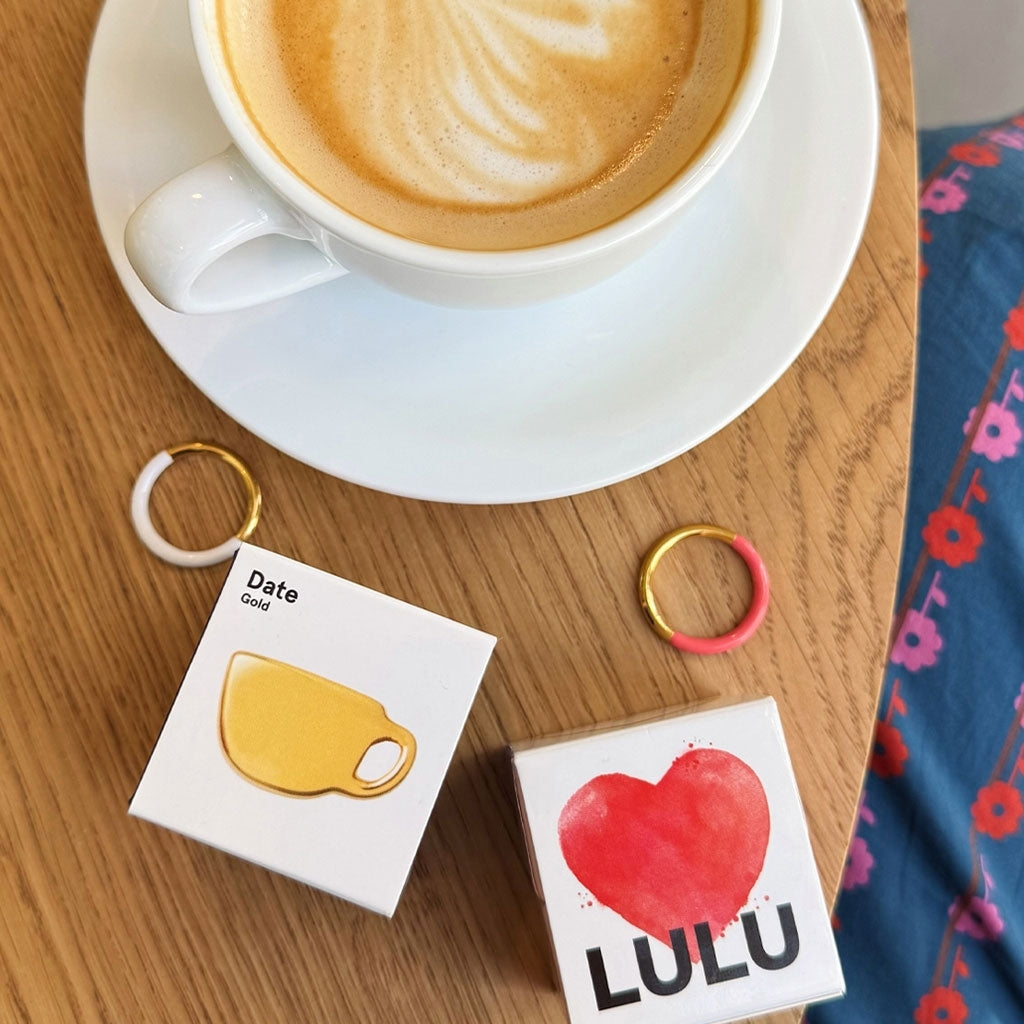 LULU Copenhagen Double Color Ring guldplÀterad Rings Gold/Coral Pink