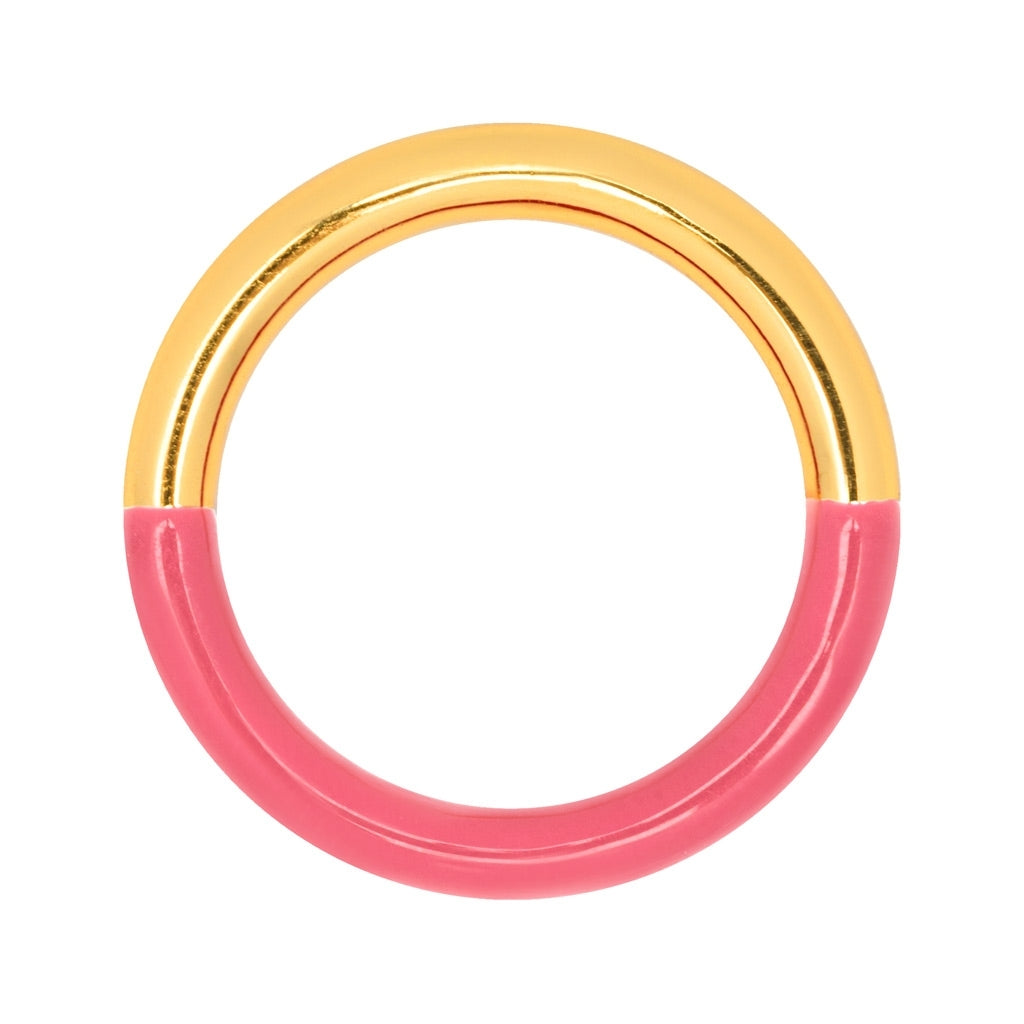 LULU Copenhagen Double Color Ring guldpläterad Rings Gold/Coral Pink