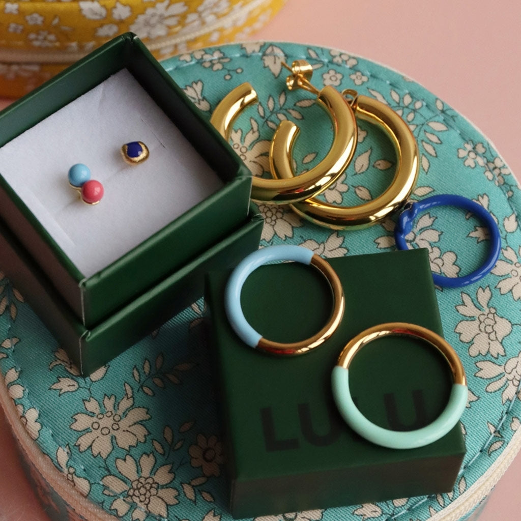 LULU Copenhagen Double Color Ring guldpläterad Rings Gold/Light Blue