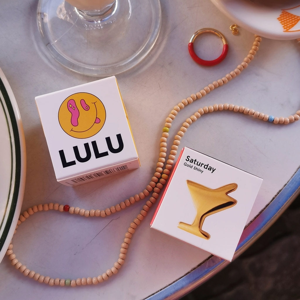 LULU Copenhagen Double Color Ring guldplÀterad Rings Gold/Passion Red