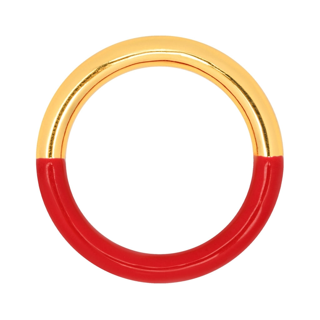 LULU Copenhagen Double Color Ring guldplÀterad Rings Gold/Passion Red