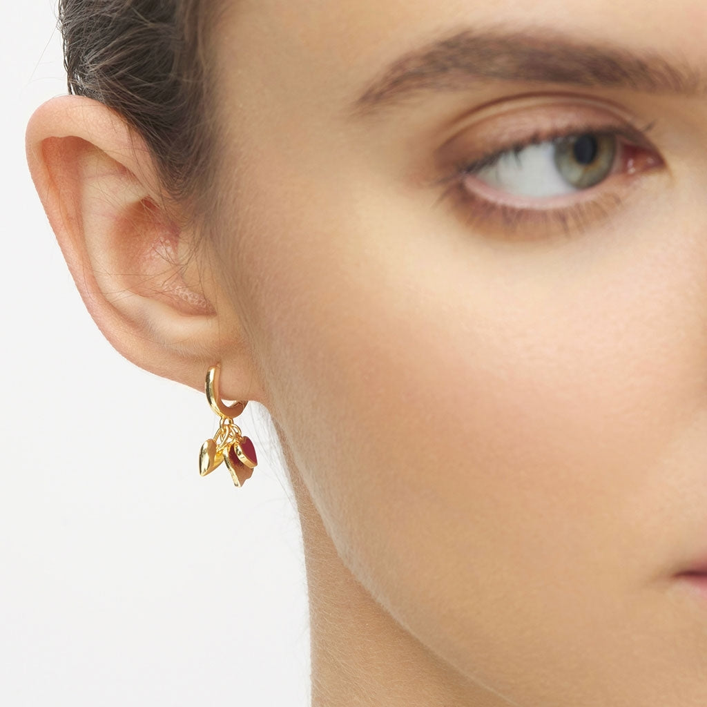 LULU Copenhagen Endless Love 1 st - GuldplaterÀd Ear stud, 1 pcs Passion Red