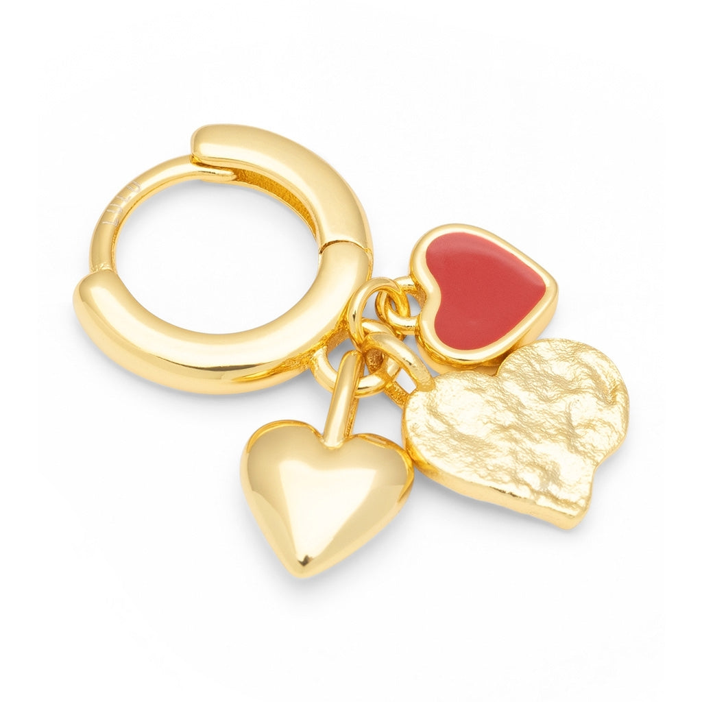 LULU Copenhagen Endless Love 1 st - GuldplaterÀd Ear stud, 1 pcs Passion Red