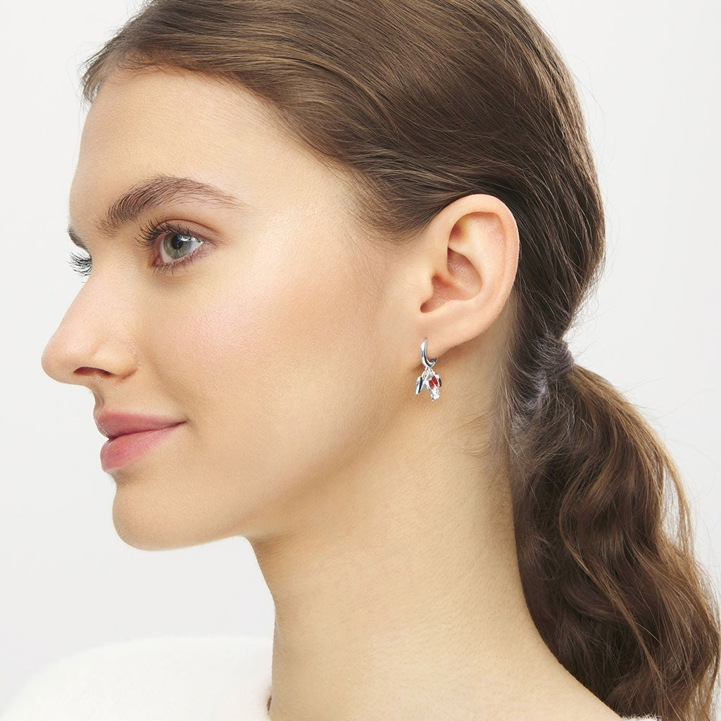 LULU Copenhagen Endless Love 1 st - SilverplaterÀd Ear stud, 1 pcs Passion Red