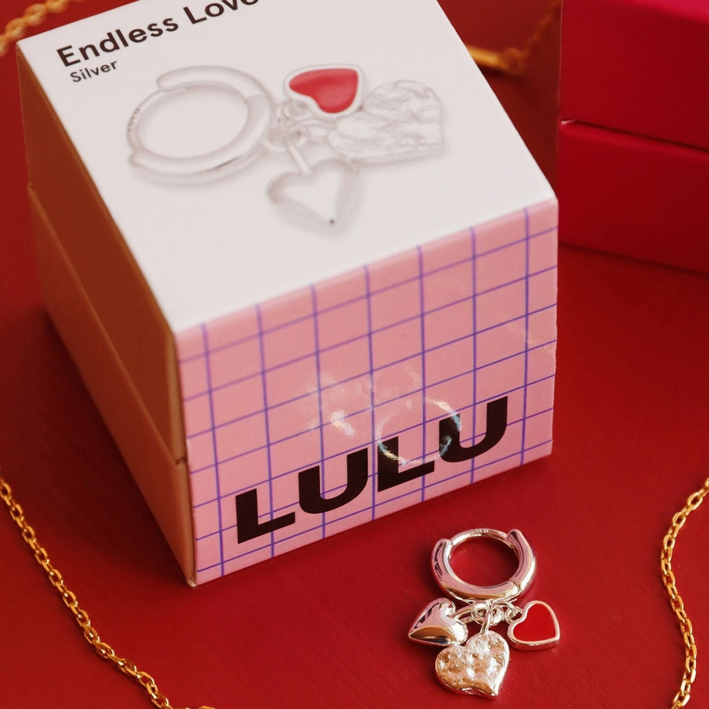 LULU Copenhagen Endless Love 1 st - SilverplaterÀd Ear stud, 1 pcs Passion Red