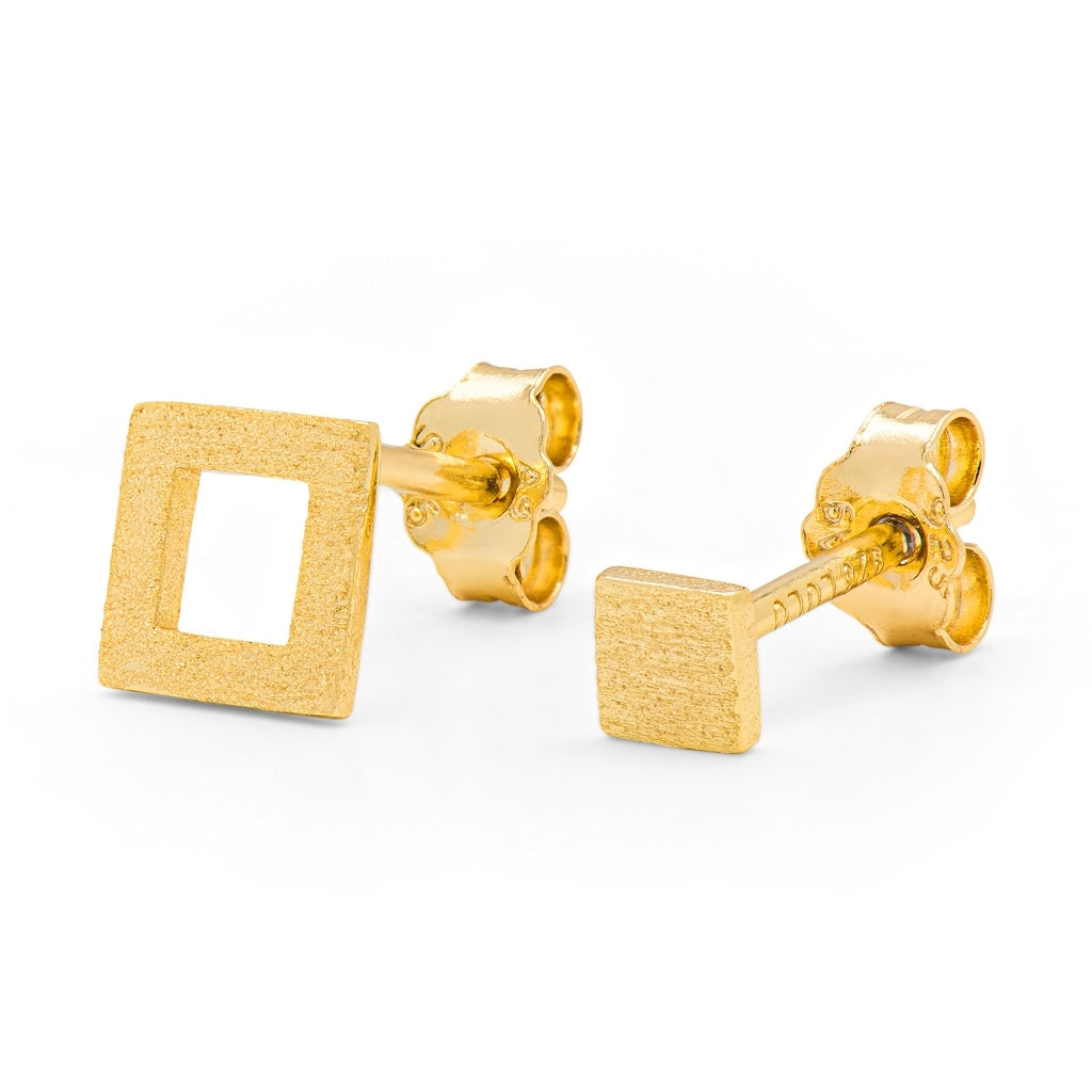 LULU Copenhagen Family Square par borstad Earrings, pairs Guldpläterad