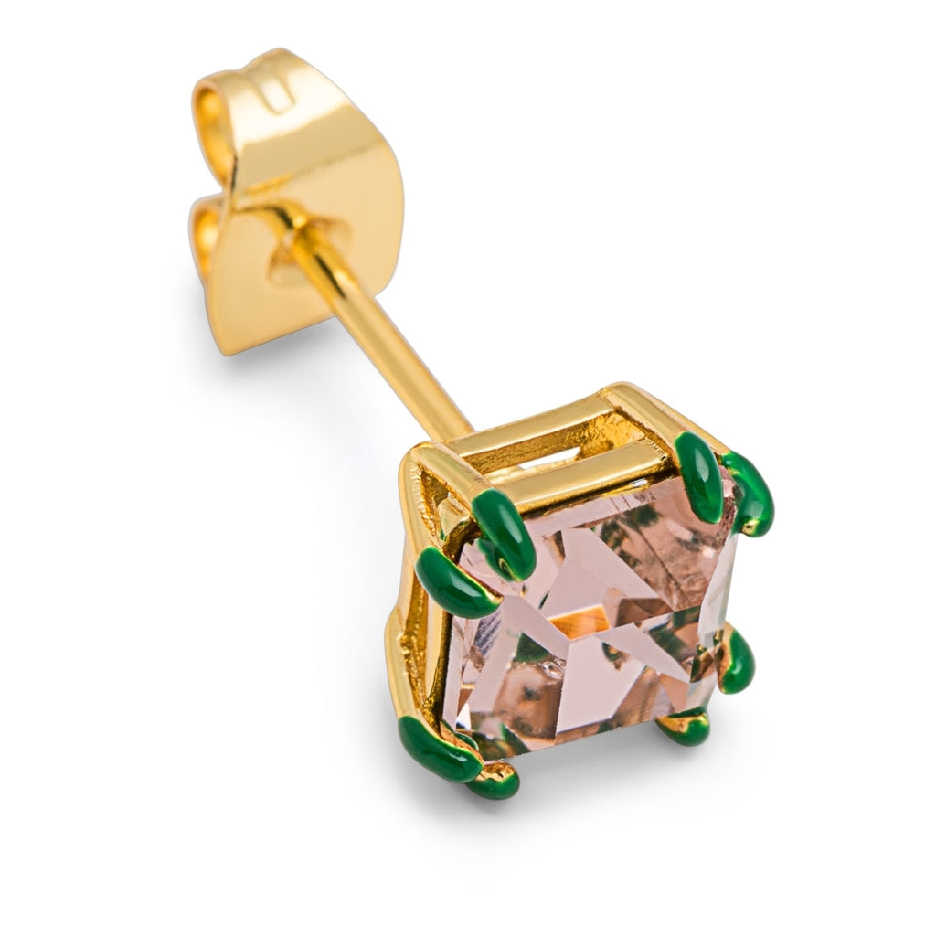 LULU Copenhagen Gala Crystal Bling örhÀnge 1 st Ear stud, 1 pcs Vintage Rose/Green