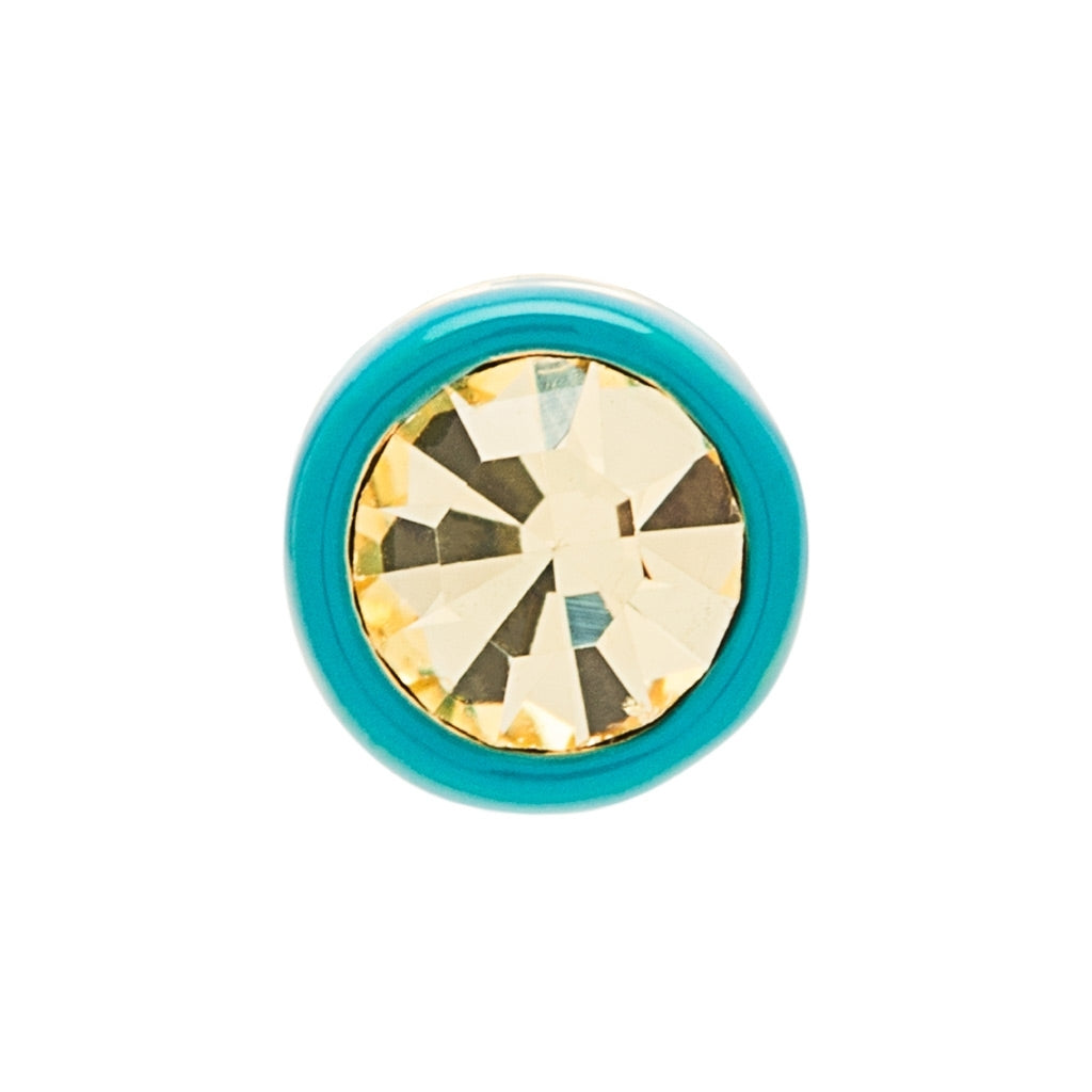 LULU Copenhagen Gala Crystal Round örhänge 1 st Ear stud, 1 pcs Jonquil/Retro Blue