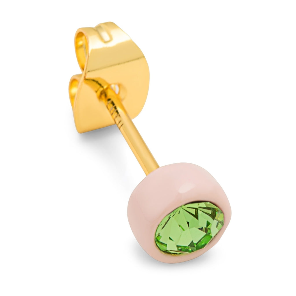 LULU Copenhagen Gala Crystal Round örhänge 1 st Ear stud, 1 pcs Olivine/Silk Light Pink