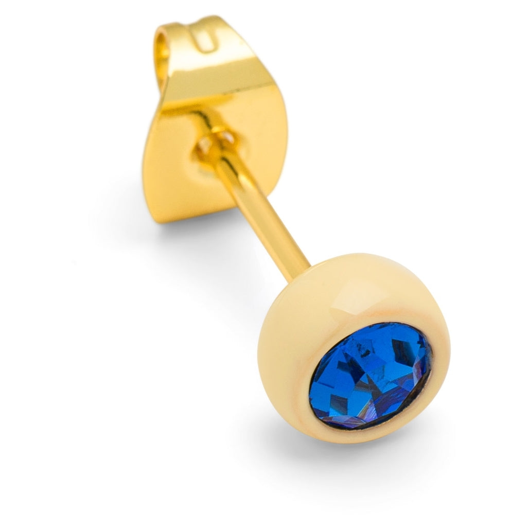 LULU Copenhagen Gala Crystal Round örhänge 1 st Ear stud, 1 pcs Sapphire/Soft Yellow