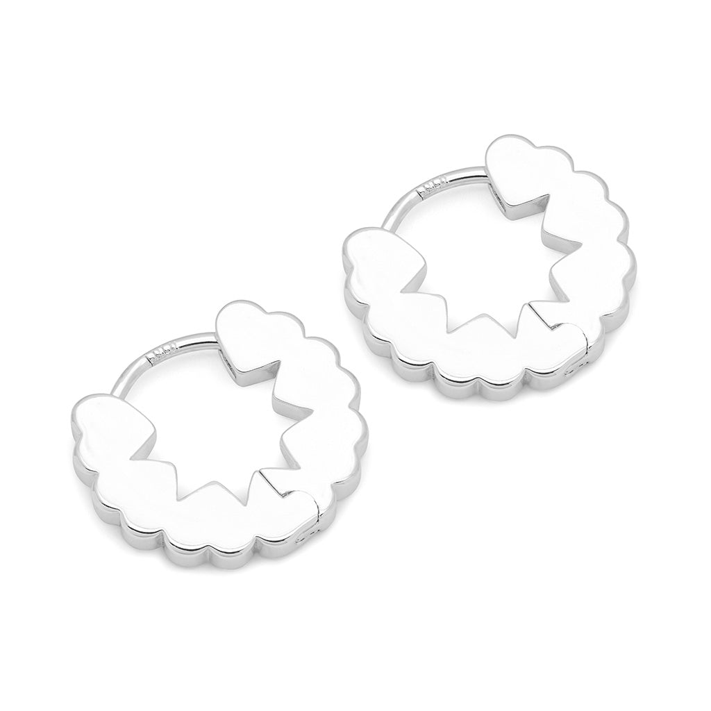LULU Copenhagen Heart Hoops Par Hoops Silver Plated