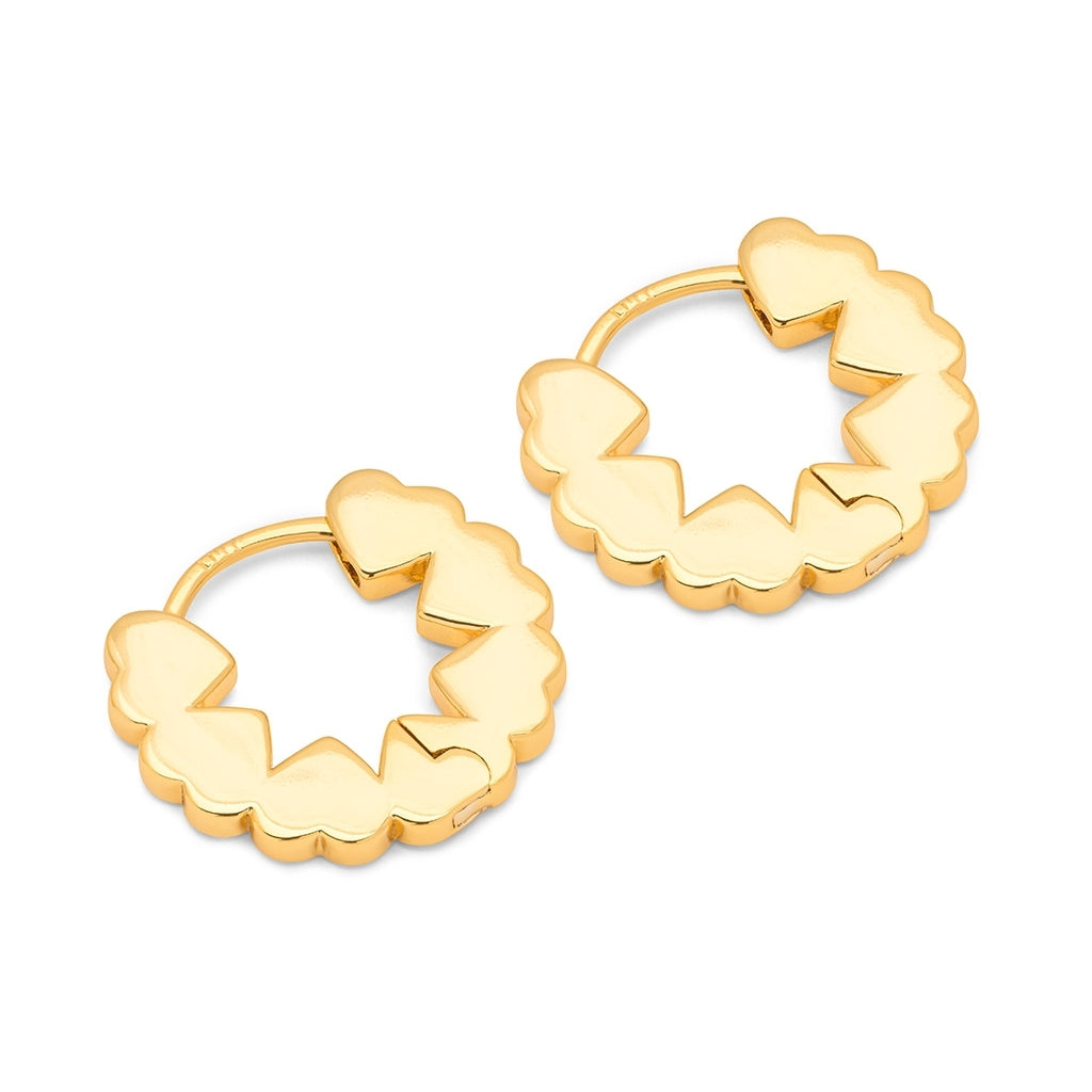 LULU Copenhagen Heart Hoops Par Hoops Guldpläterad