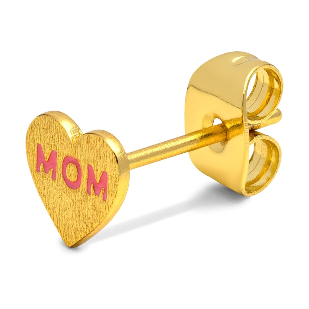 LULU Copenhagen Heart Mom örhÀnge 1 st guldplÀterad Ear stud, 1 pcs Pink