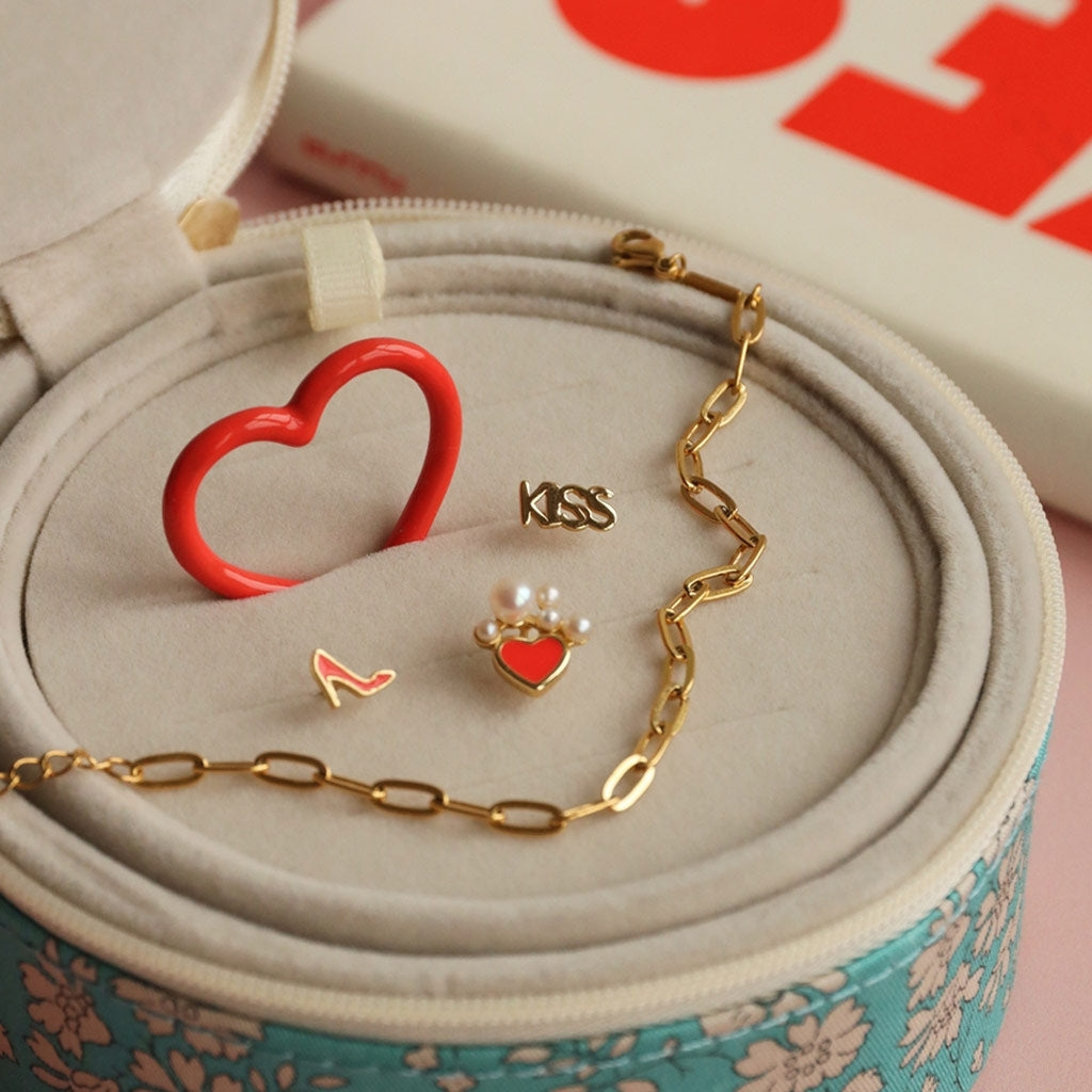 LULU Copenhagen Heart Ring emalj Rings LÀppstift röd